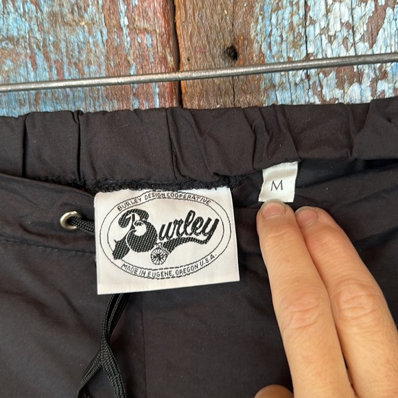 Burley Nylon Track Pants M Elastic Waist Zip and Reflector Cuffs Black - Picture 3 of 7